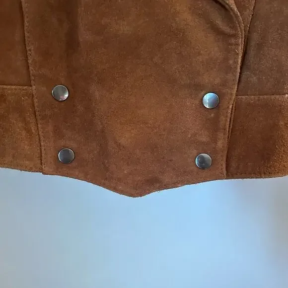 Vintage Brown Leather Jacket with Fringe Detail - Picture 13 of 13